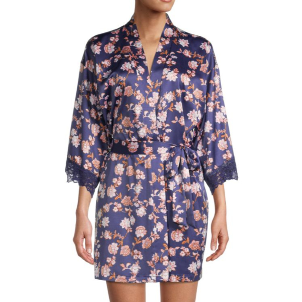 In Bloom by Jonquil Madeline Satin & Lace Robe Multicolor Size M/L